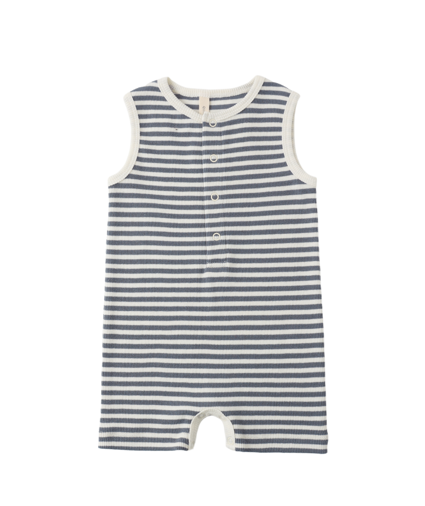 Ribbed Henley Romper Ocean Stripe