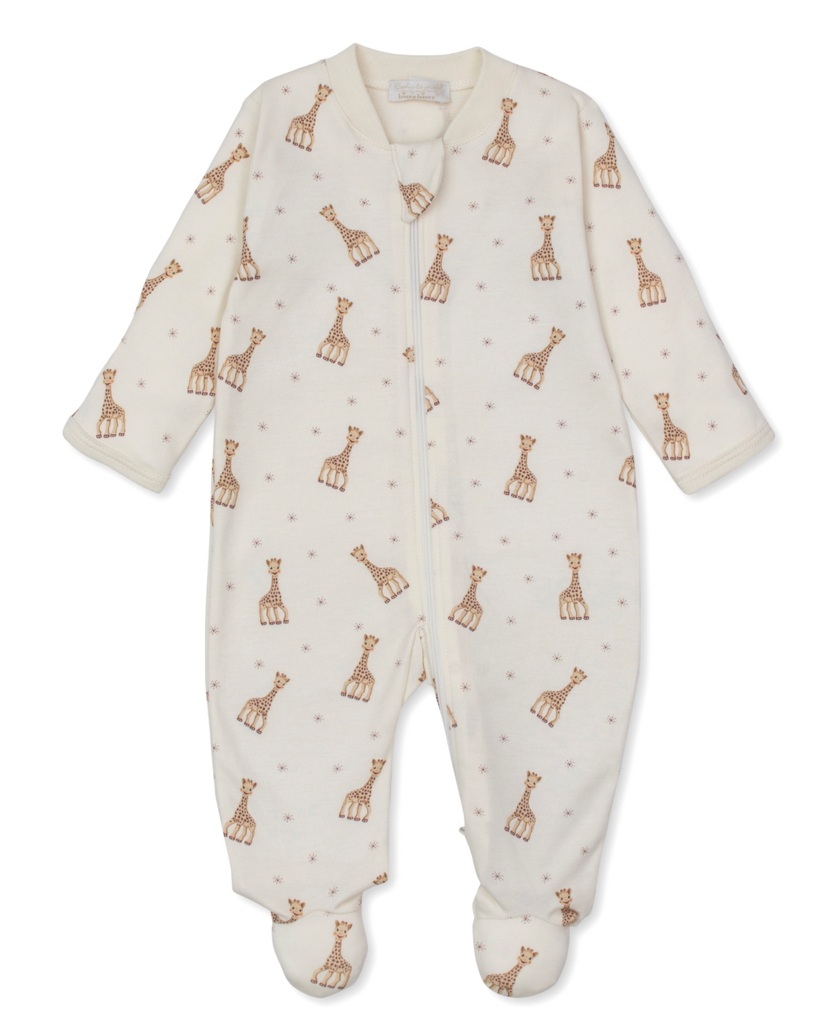 Sophie la Giraffe Print Footie Cream with Zip
