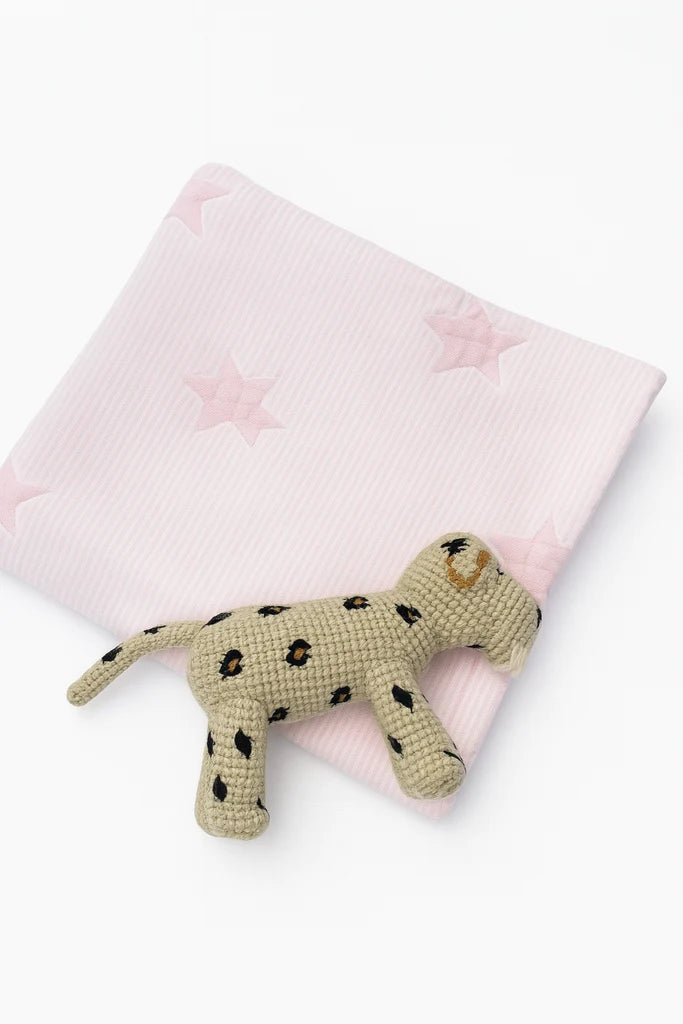 Seersucker with Stars Baby Blanket Pink