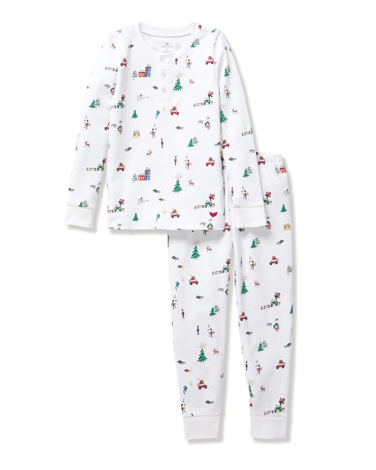 Kids Pima Snug Fit Pajama Set in Holiday Town