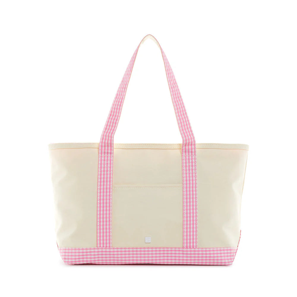 Medium Tote Coated Canvas in Pink Gingham