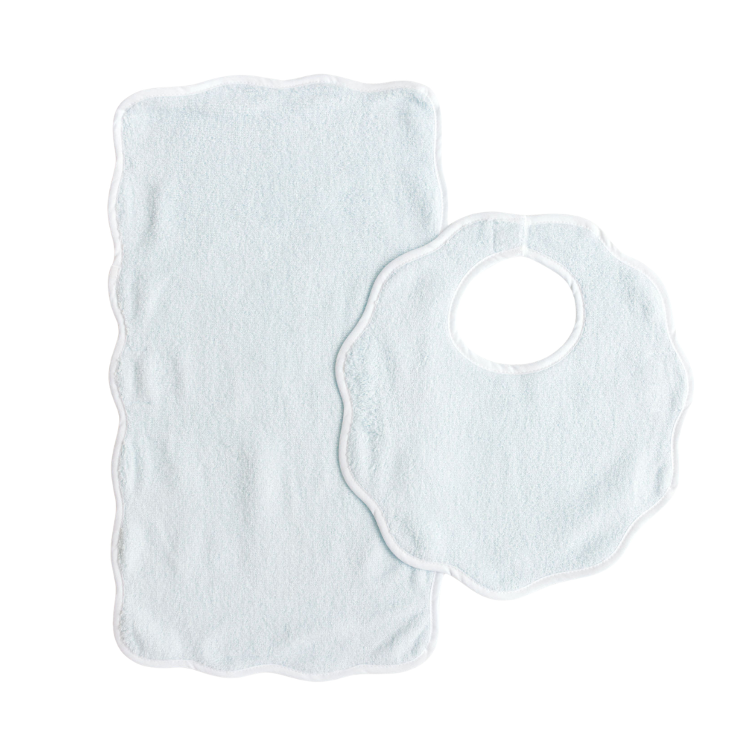 Bib and Burp Set -Blue Terry