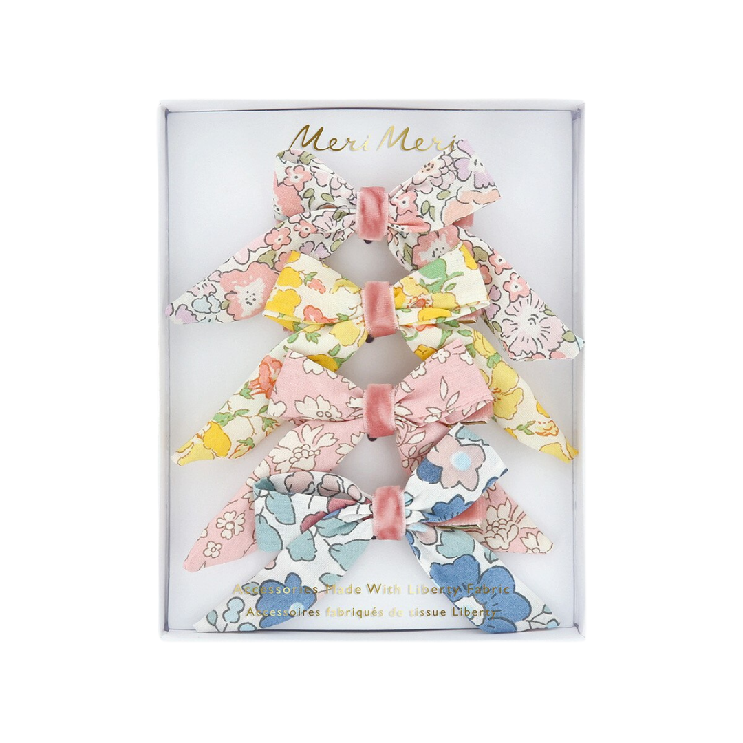 Floral Pattern Bow Hair Clips