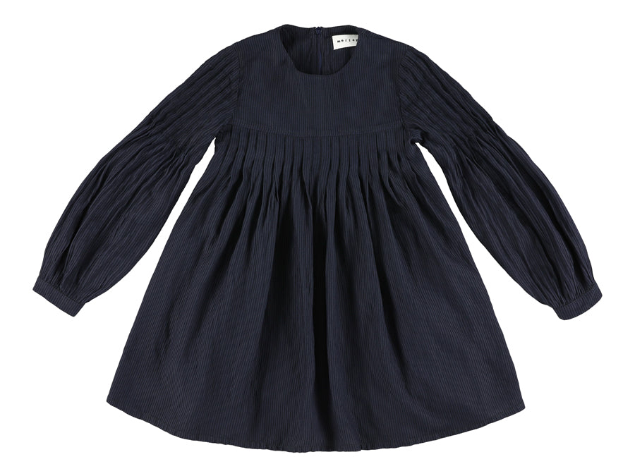 Yndia Dress with Pleats in Navy