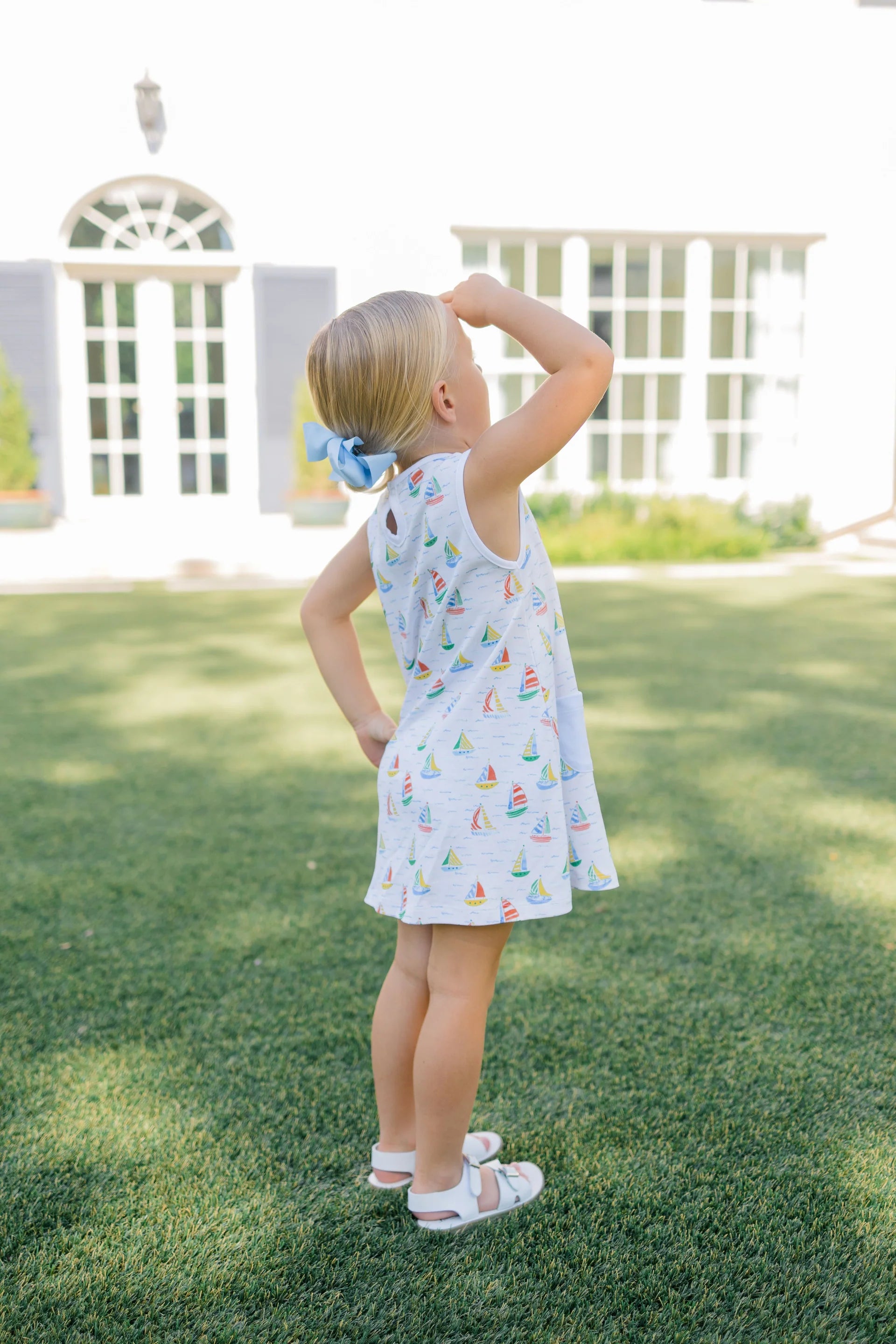 Sleeveless Dress in Yacht Print