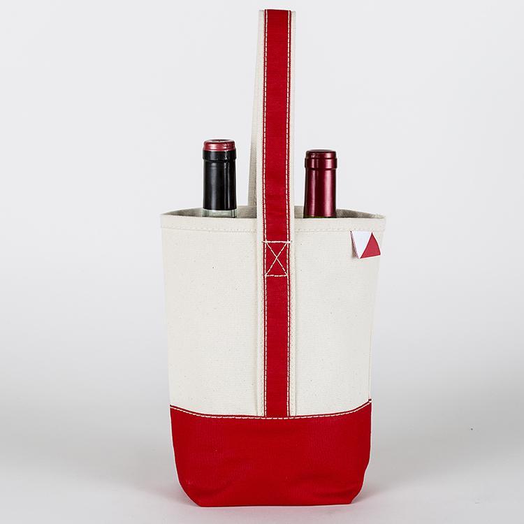 2 Bottle Canvas Wine Gift Host Bag- Red