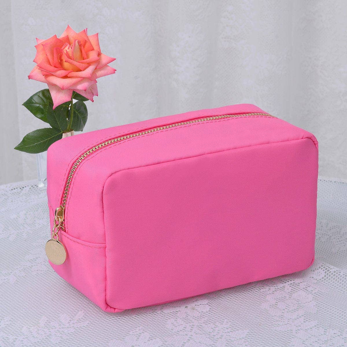 HM1012 Emma Round Zippered Nylon Cosmetic Pouch Bag
