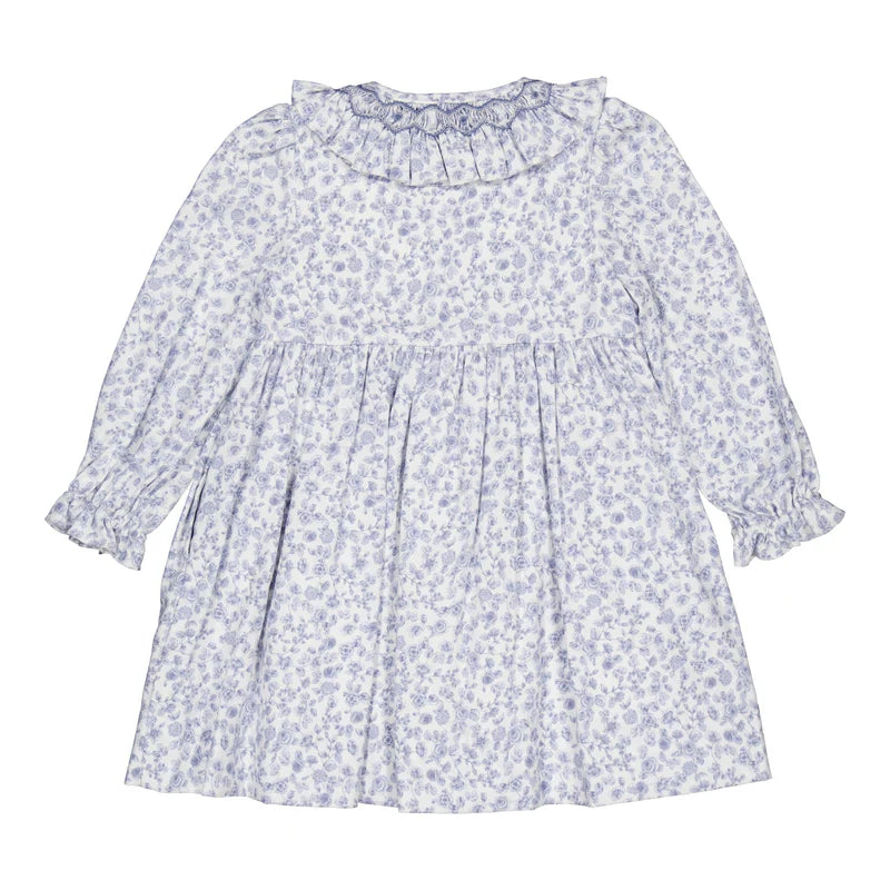 Adeline Smocked Dress in Blue Garden Print