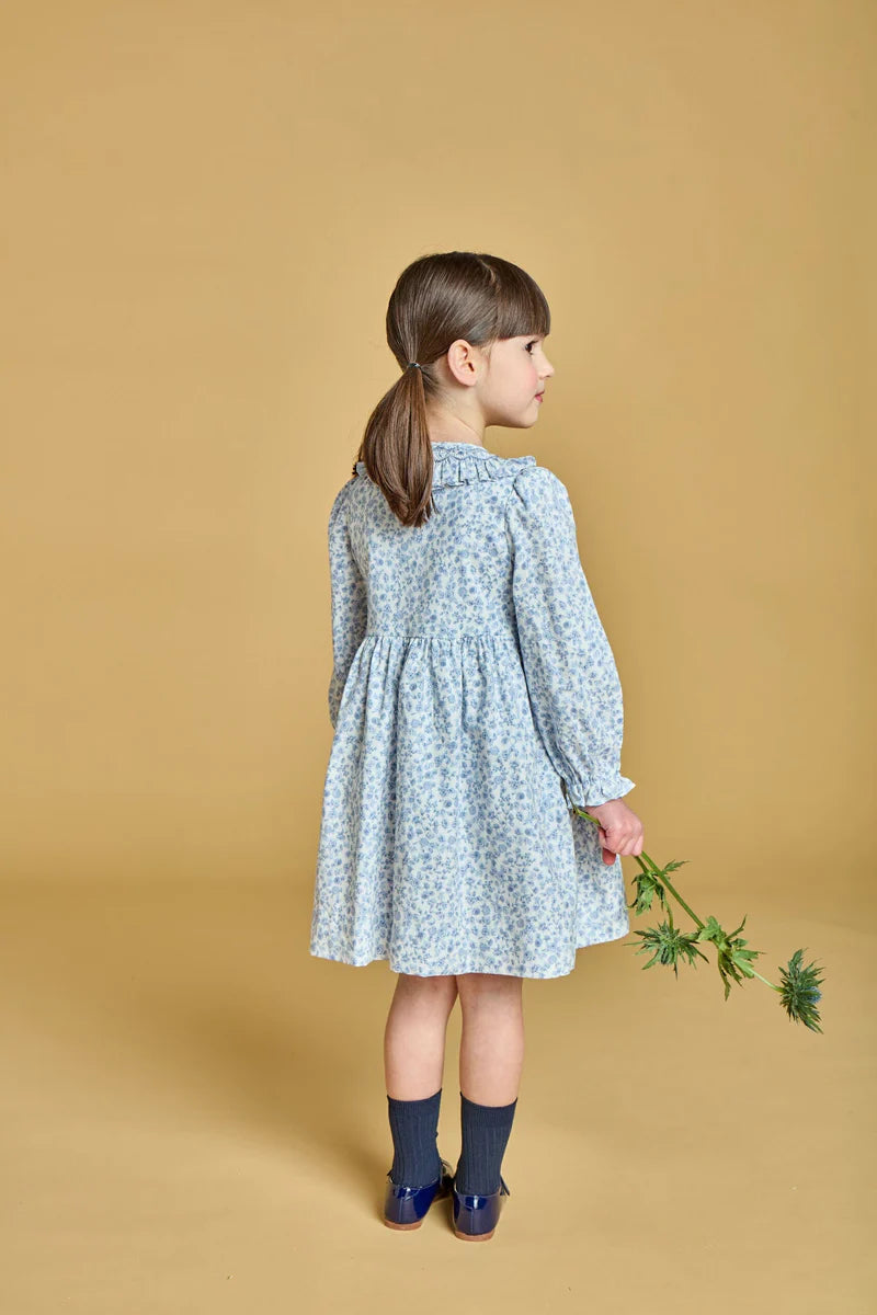 Adeline Smocked Dress in Blue Garden Print
