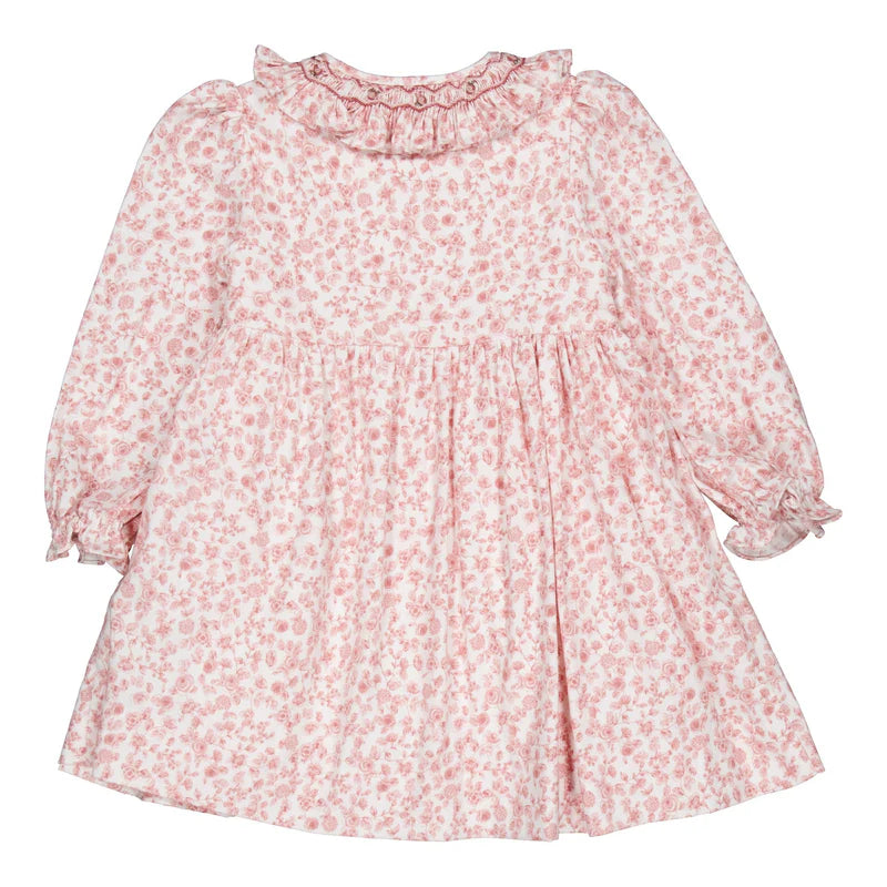Adeline Smocked Dress in Old Rose Garden Print
