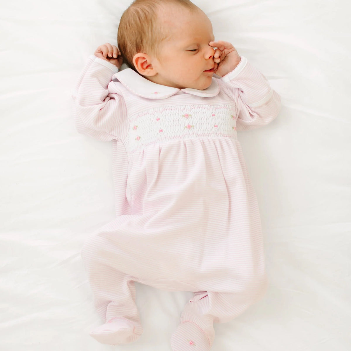 Anna Smocked Footie Pink F26