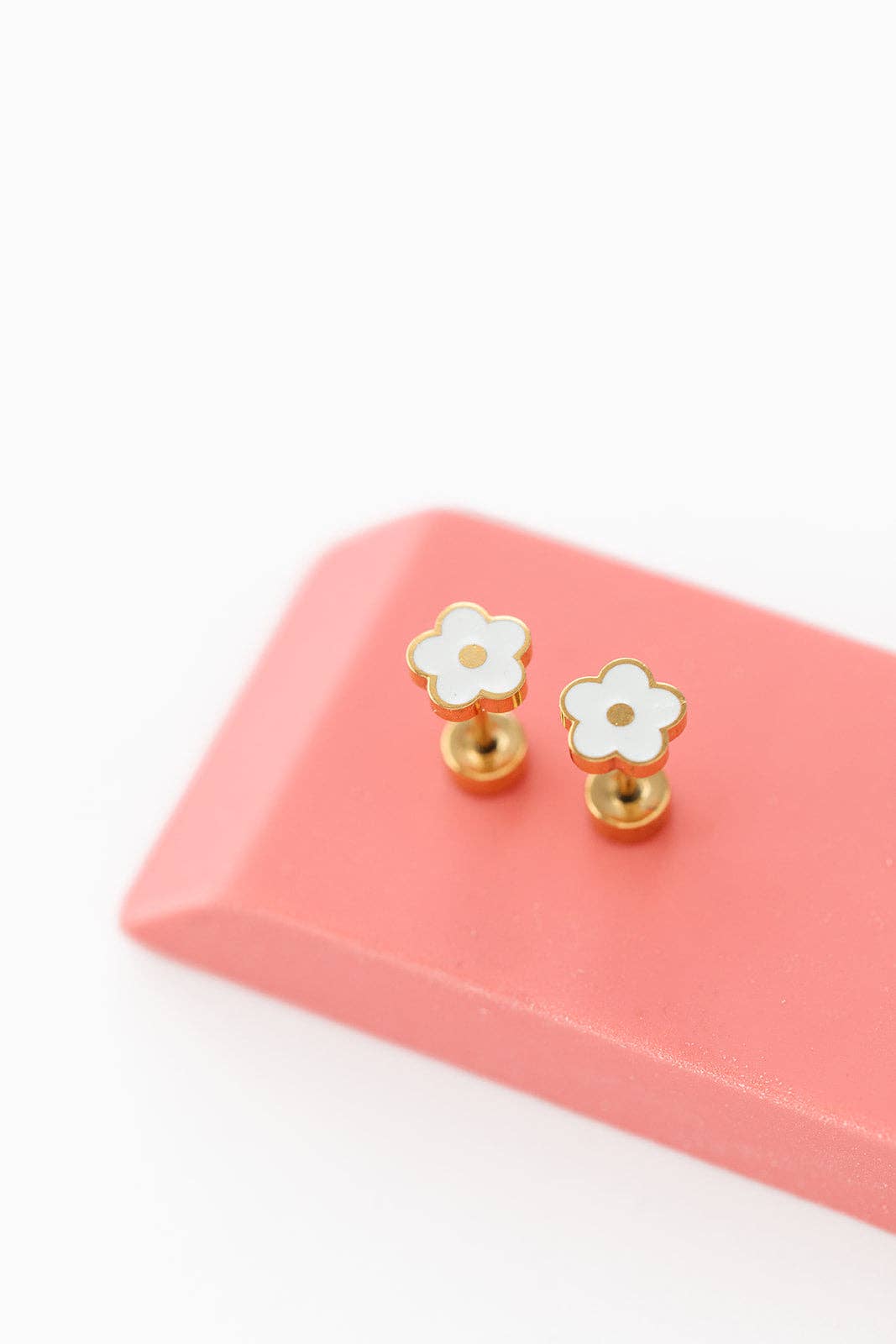 White Petite Flower Earrings