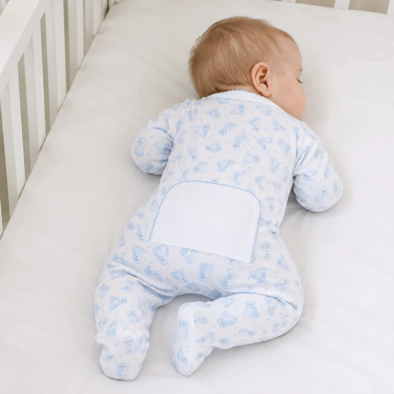 Baby Boo Light Blue Print Zip Footie F26