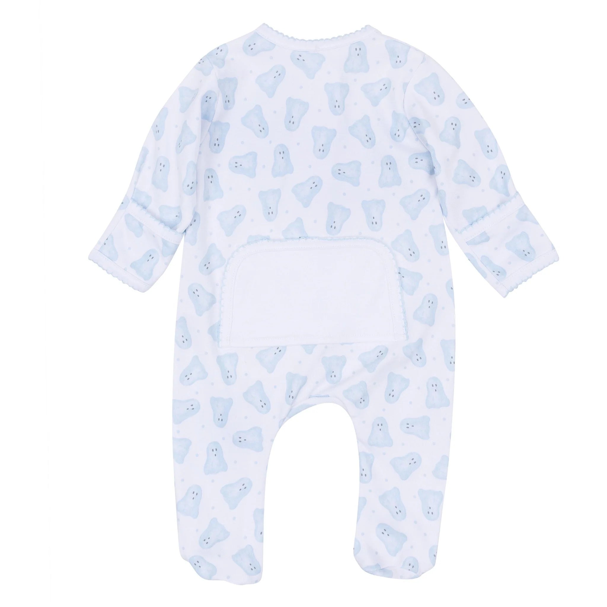 Baby Boo Light Blue Print Zip Footie F26