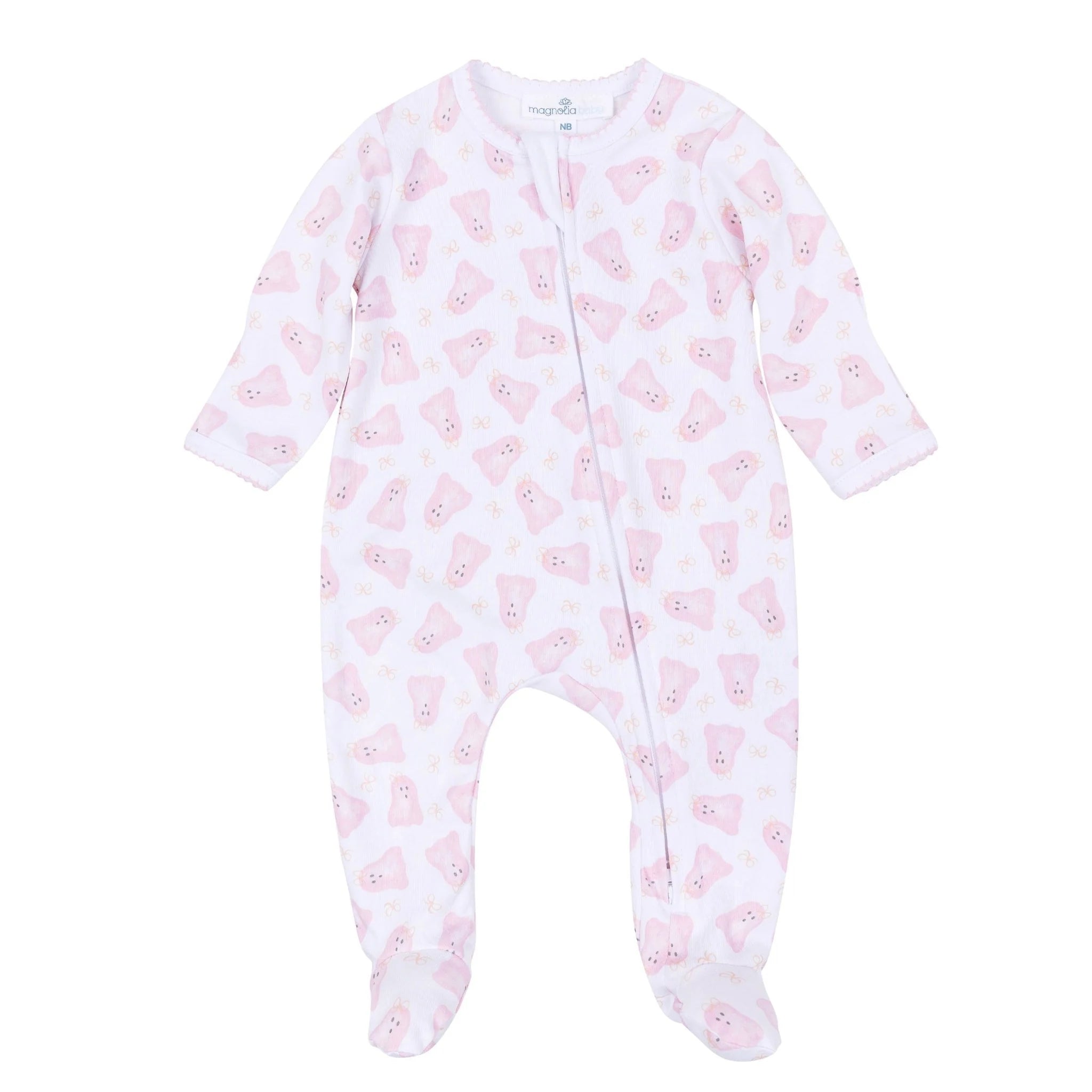 Baby Boo Pink Print Zip Footie F26