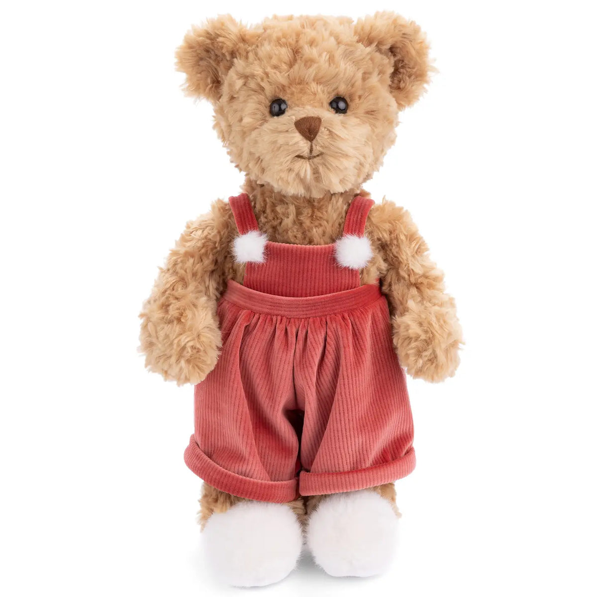 Bukowski Bears Prince Phillip - Plush Christmas Teddy Bear wearing festive red overalls and white booties