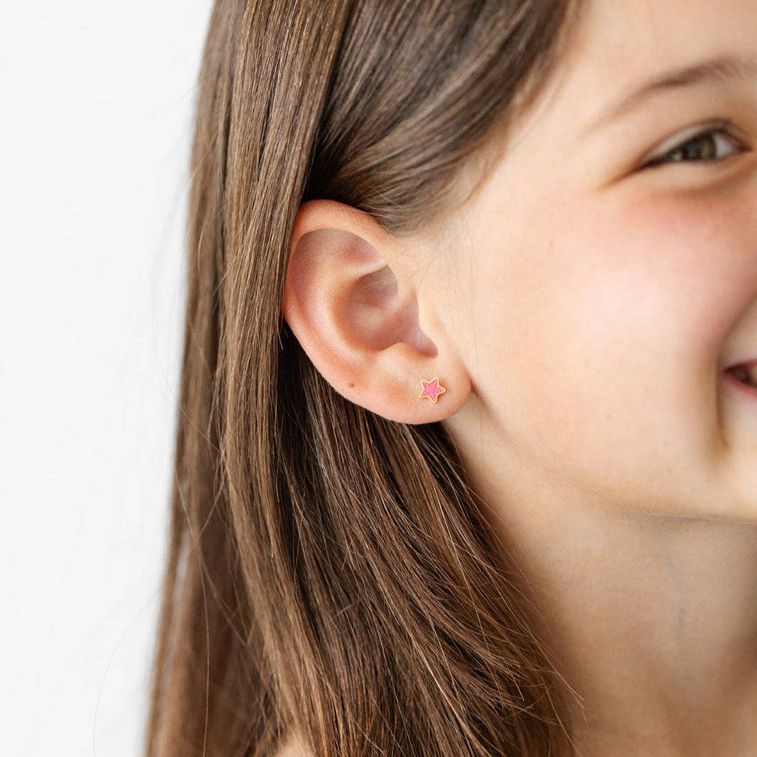 Starfish Stud Earrings - Hypoallergenic, Flat Back, Girl