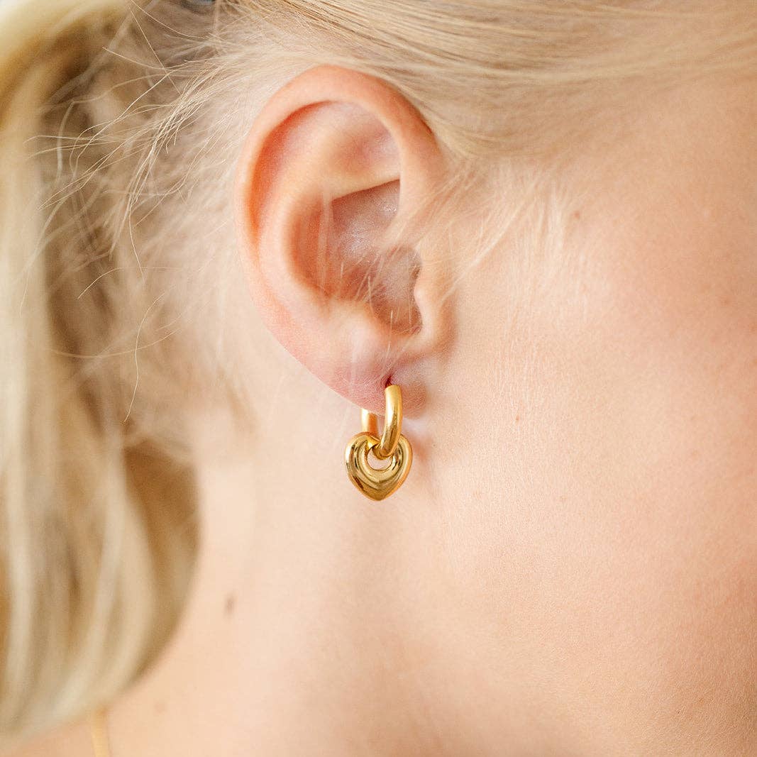 Bold Heart Hoops in Gold