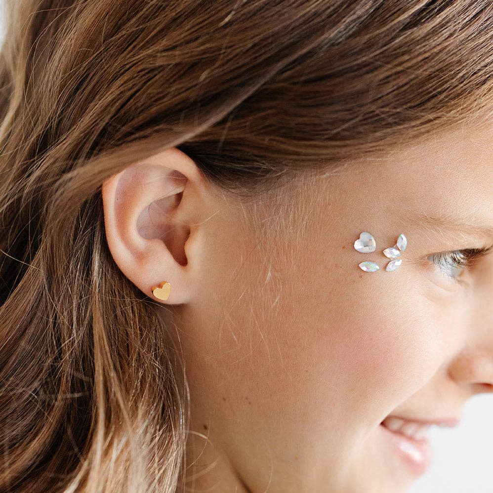 Heart Long Post Stud - Hypoallergenic, Flat Back, Girl Gift