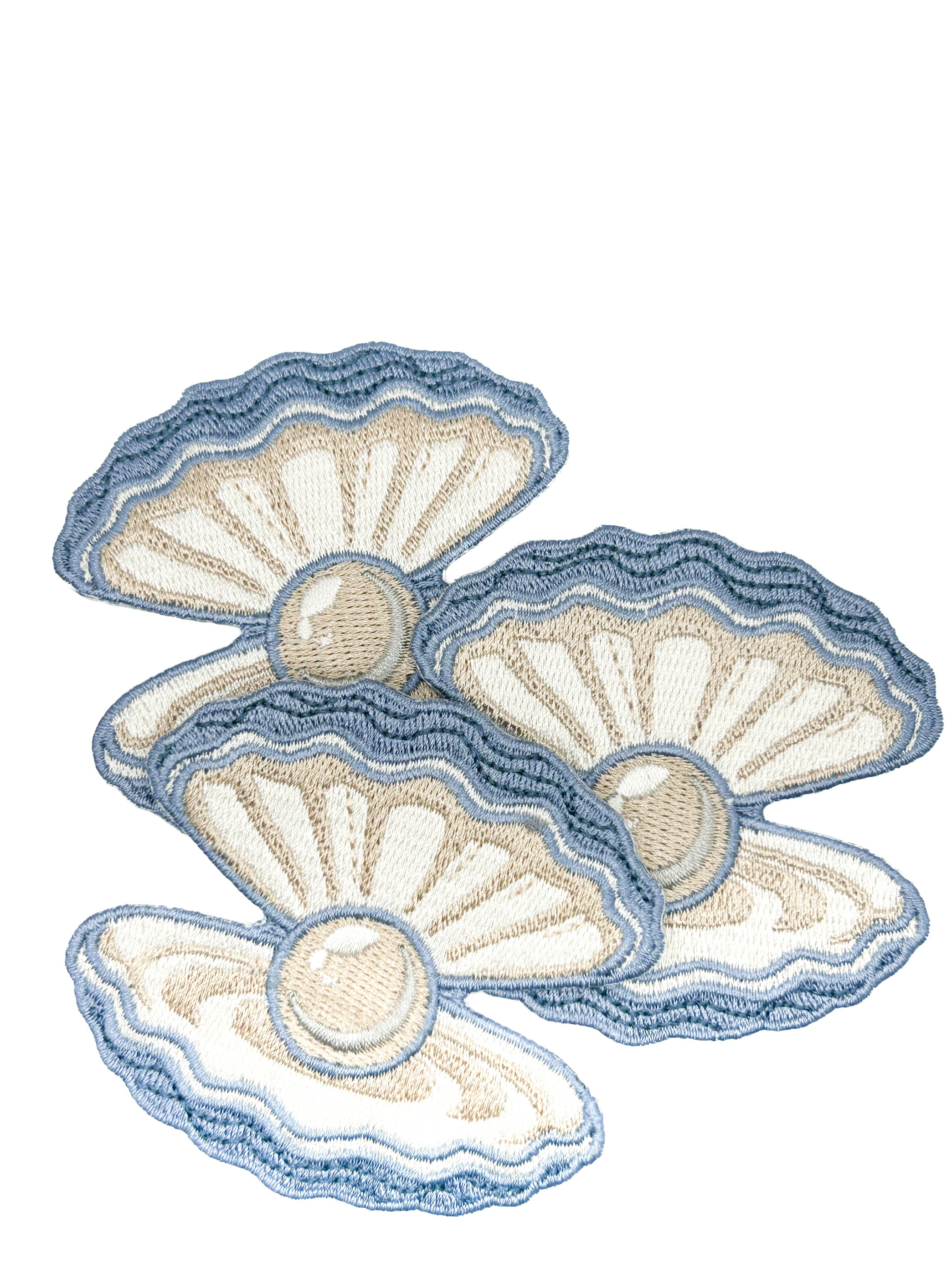 Pearl Oyster Embroidered Patch Coastal Shell Patch Nautical