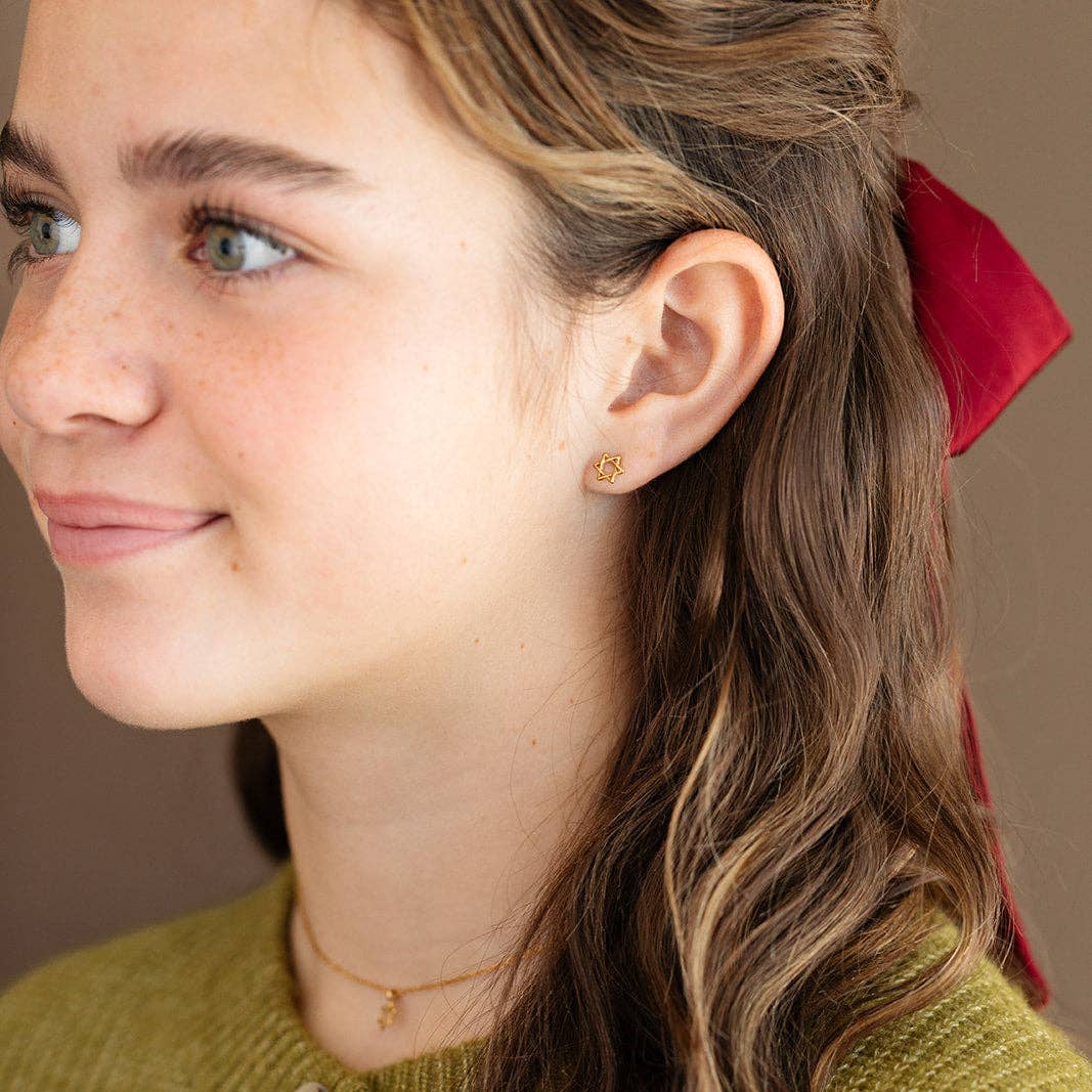 Star of David Stud Earring - Hypoallergenic, Flat Back, Girl