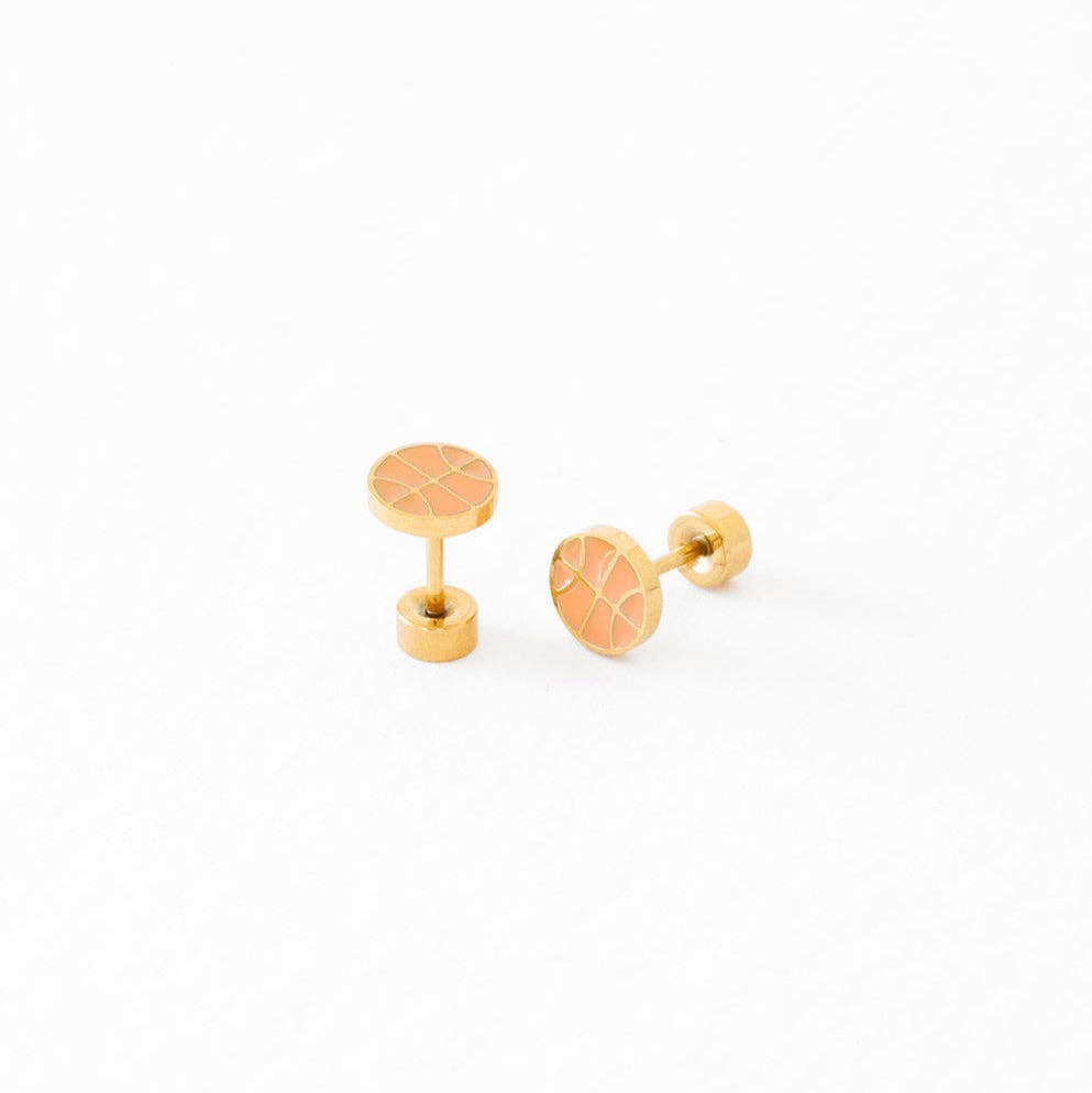 Sports Balls Stud Earrings - Hypoallergenic, Flat Back, Girl