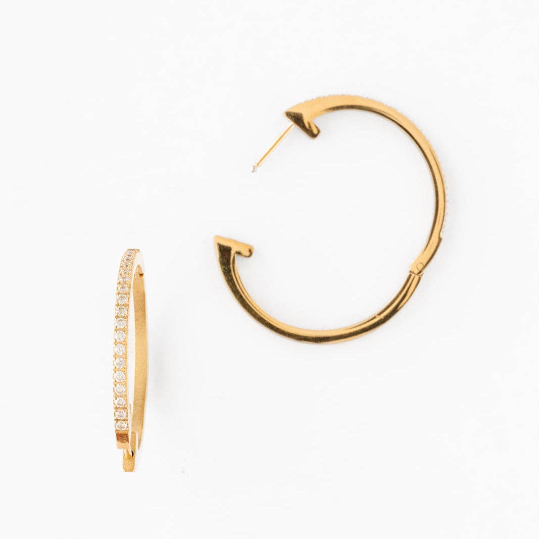 Large Diamond Hoop Earrings - Hypoallergenic, Girl Gift