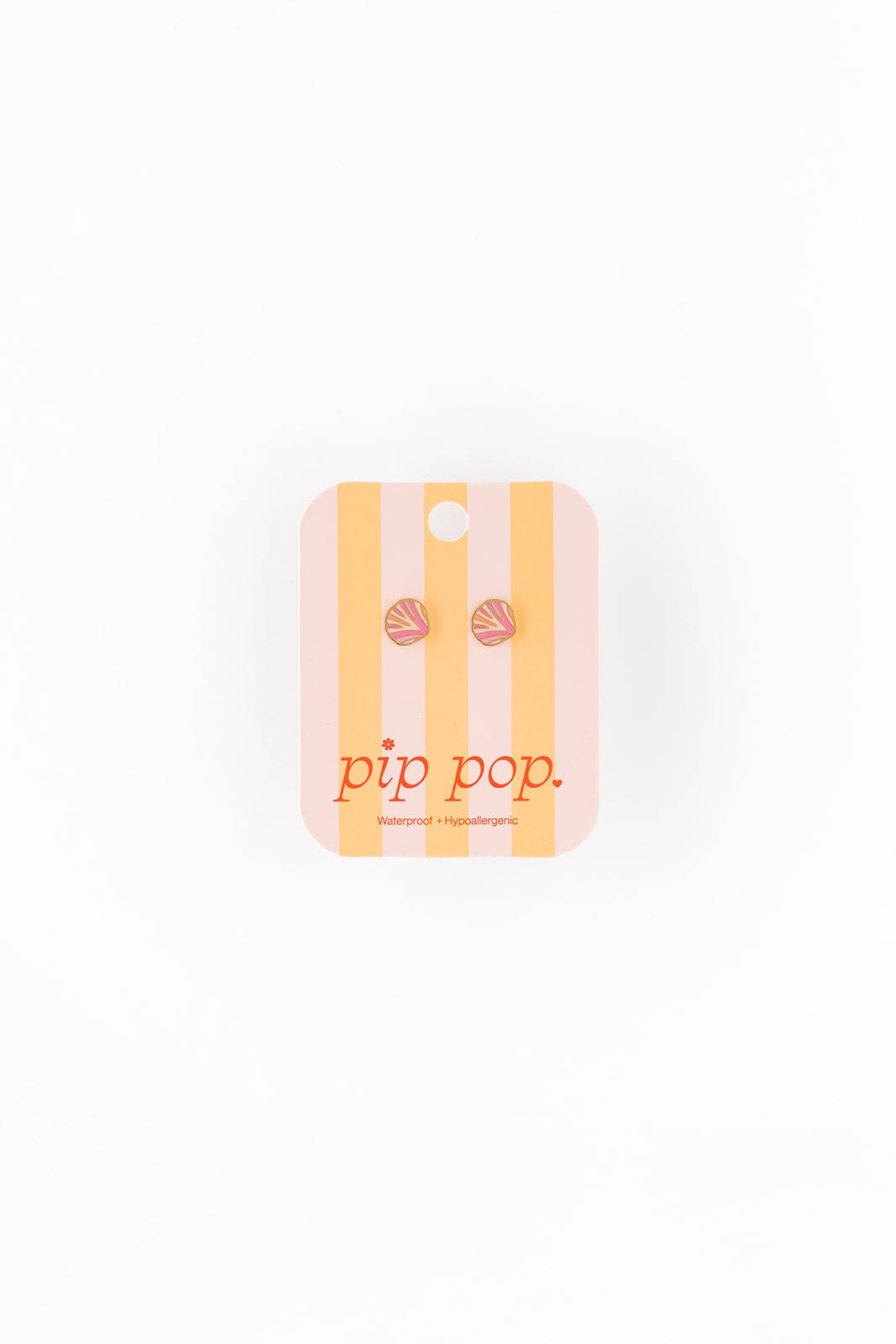 Pink Seashell Stud Earring - Hypoallergenic, Flat Back, Girl