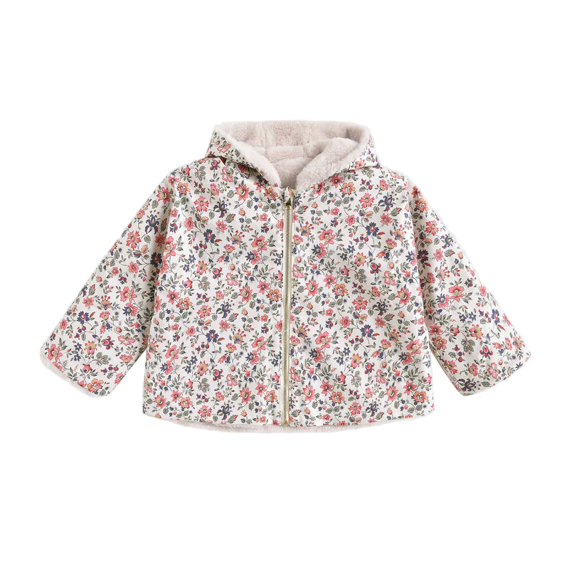 Felvet Reversible Coat in Cream Wild Flowers