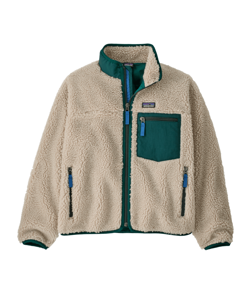 patagonia kids' retro-x jacket オリーブ K's Retro-X Jkt Natural w/Cascade Green