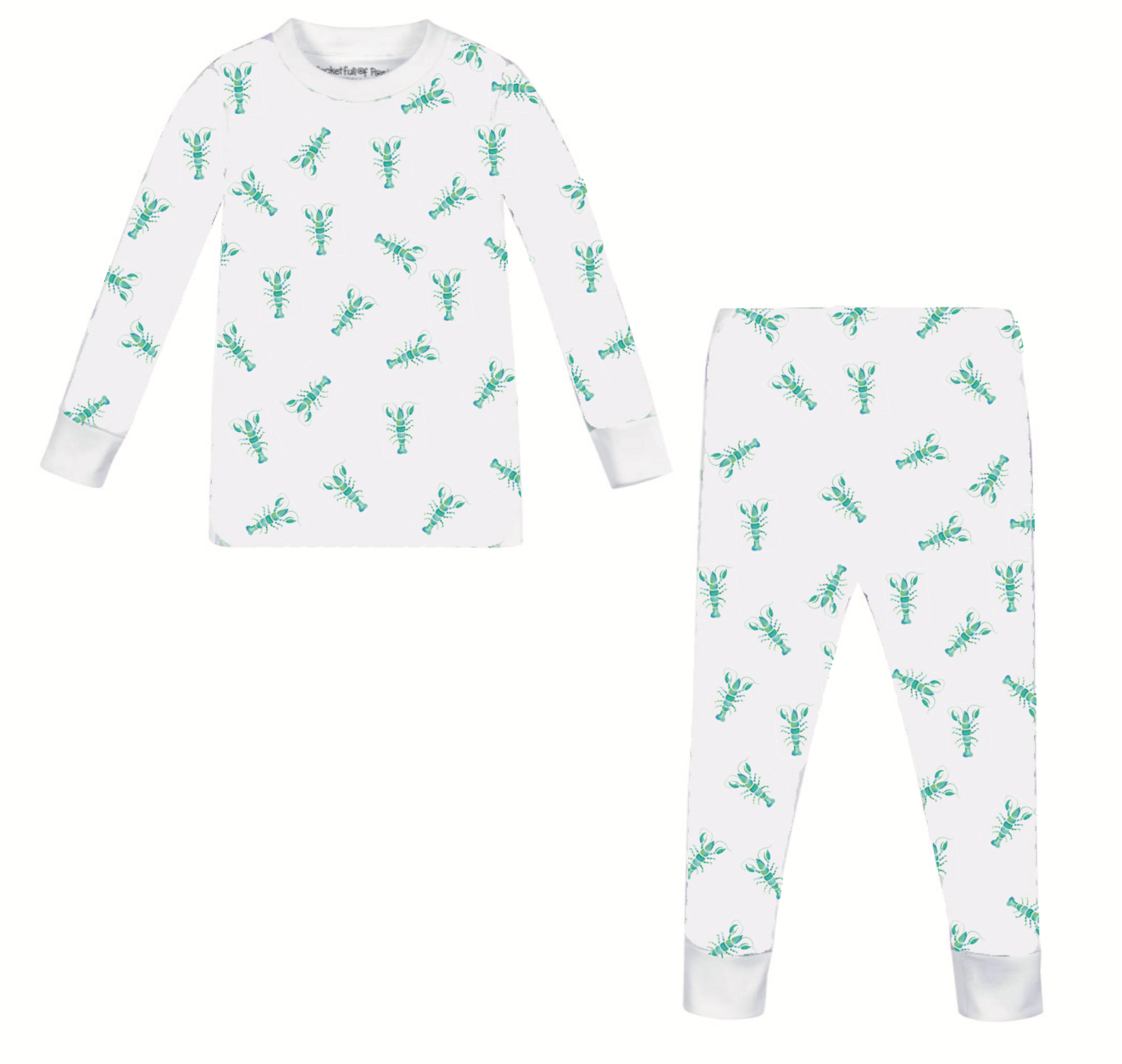 Green Blue Lobsters Two Piece Pajama Set