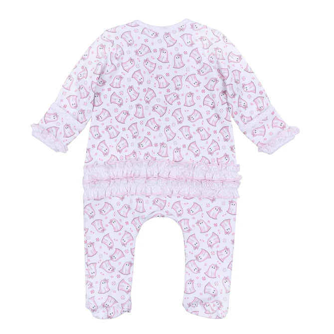 My Little Boo Pink Printed Ruffle Zipper Footie