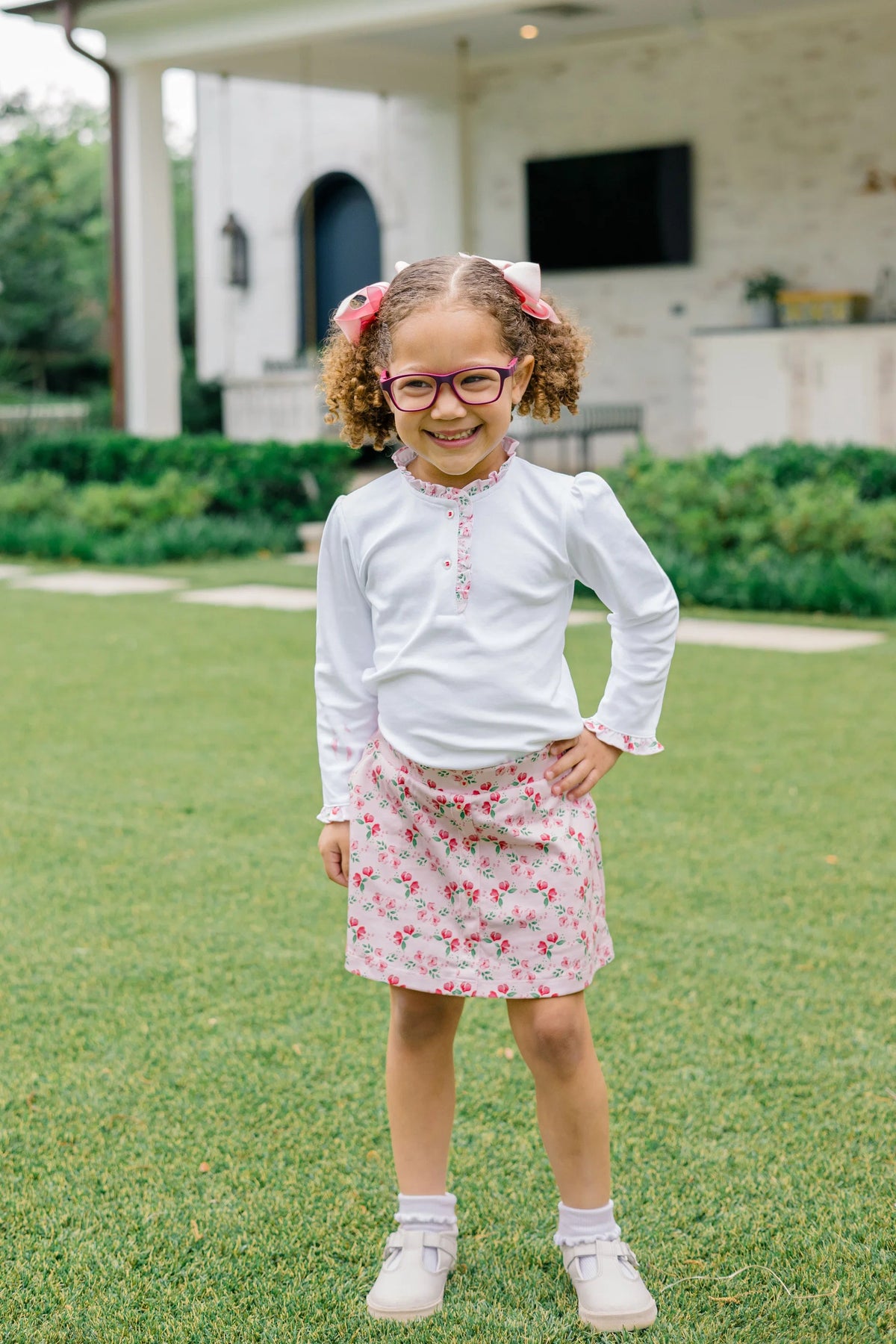 Zinnia Blooms Scalloped Skort F26