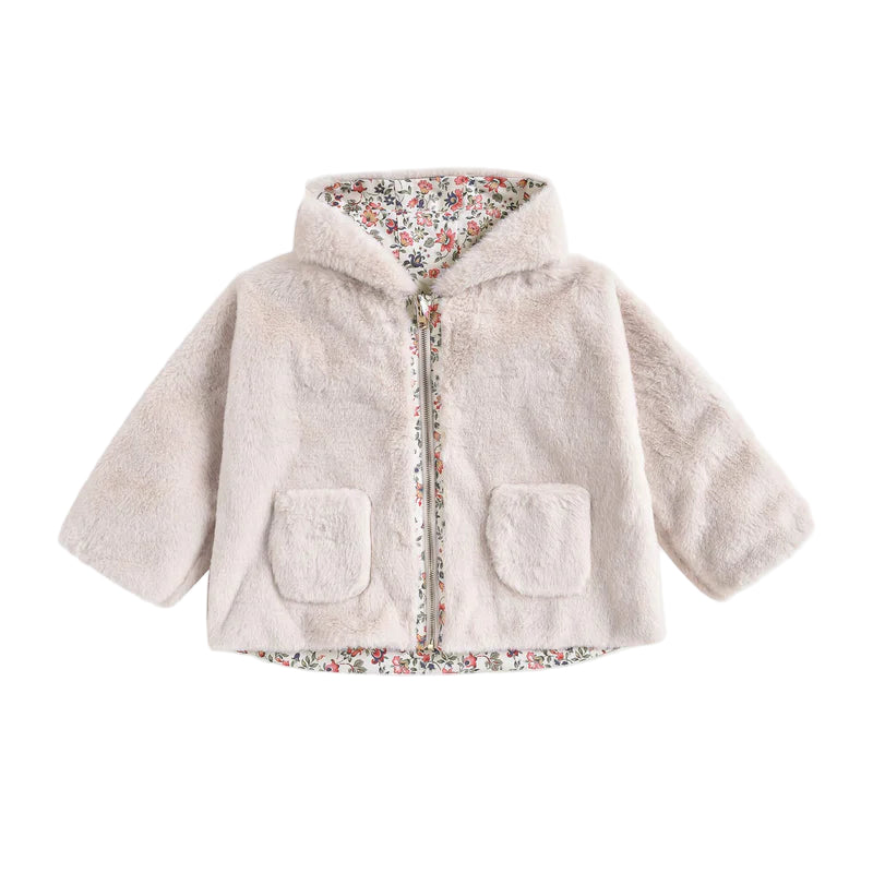 Felvet Reversible Coat in Cream Wild Flowers