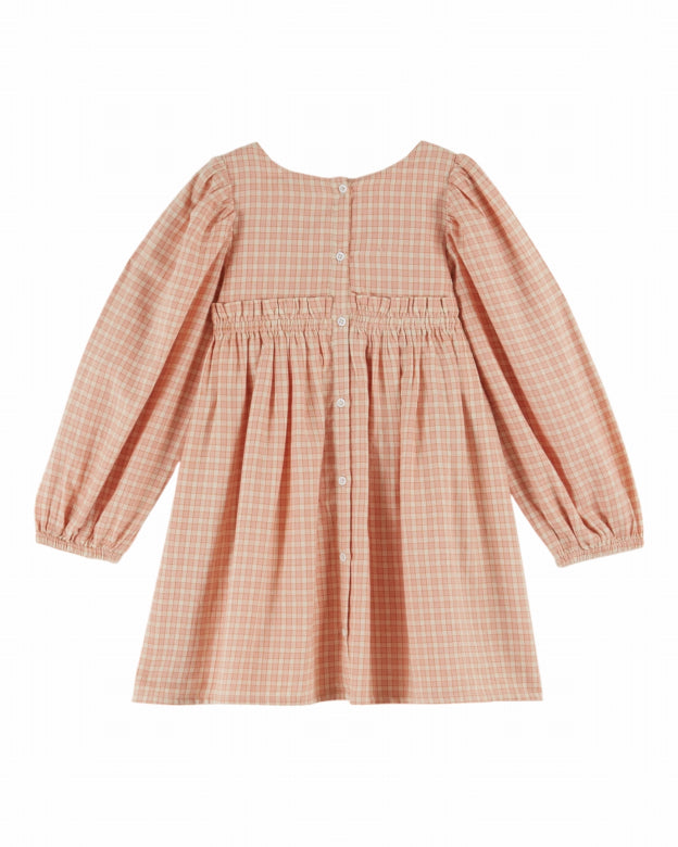 Orange Embroidered Dress with Smocking