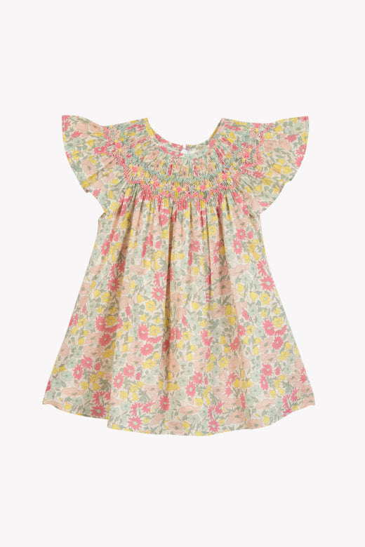Girls Liberty Print Smocked Dress Citrus