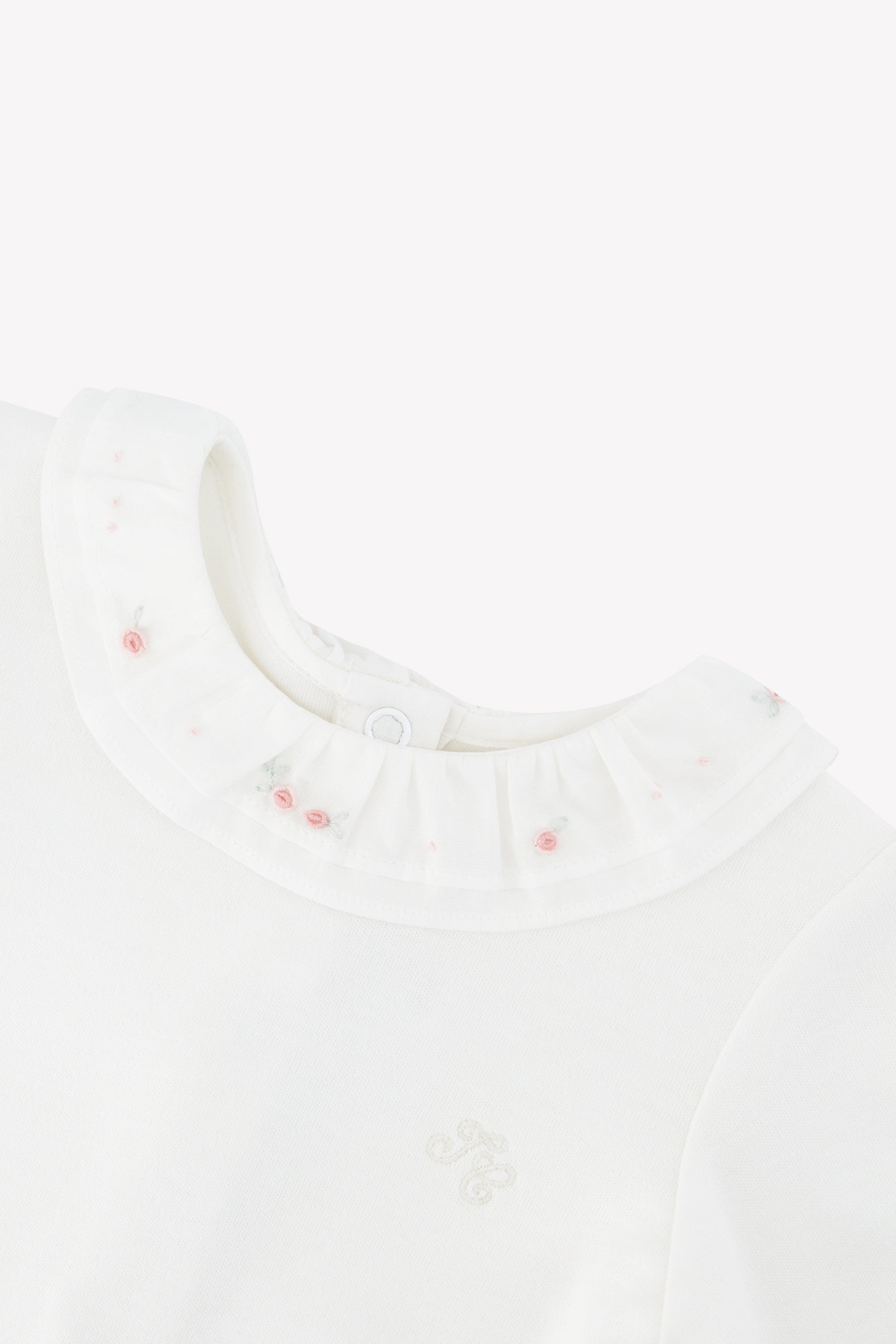 Ruffle Collar LS Bodysuit w/ Rosebud details F26