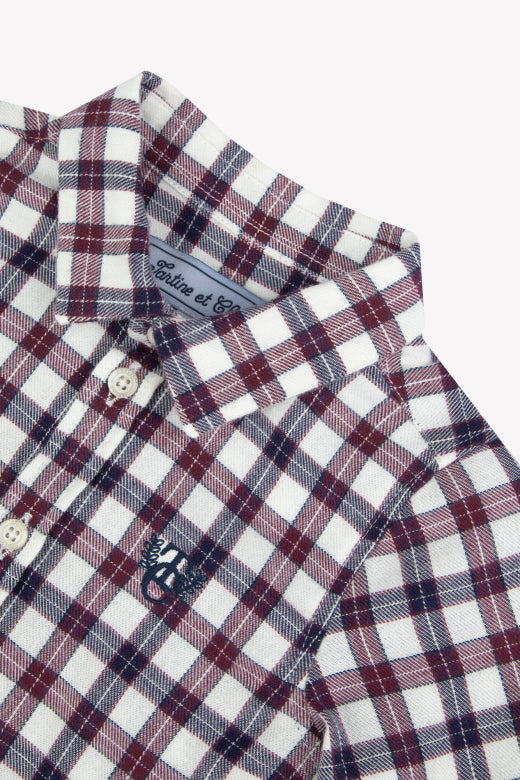 LS Collared Shirt Burgundy Blue Check Multi F26