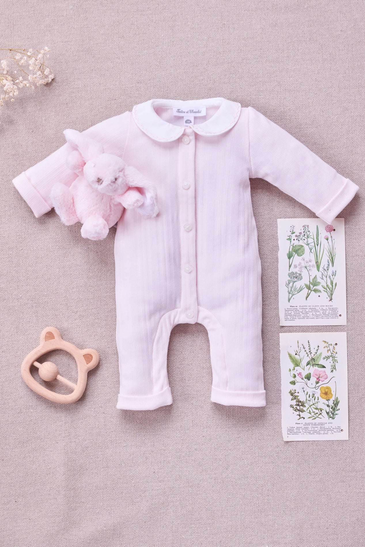 Collared LS Woven One piece Rose F26