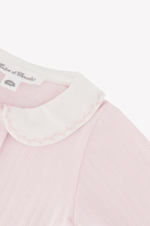 Collared LS Woven One piece Rose F26