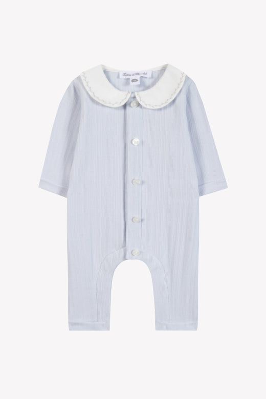 Collared LS Woven One piece Blue F26
