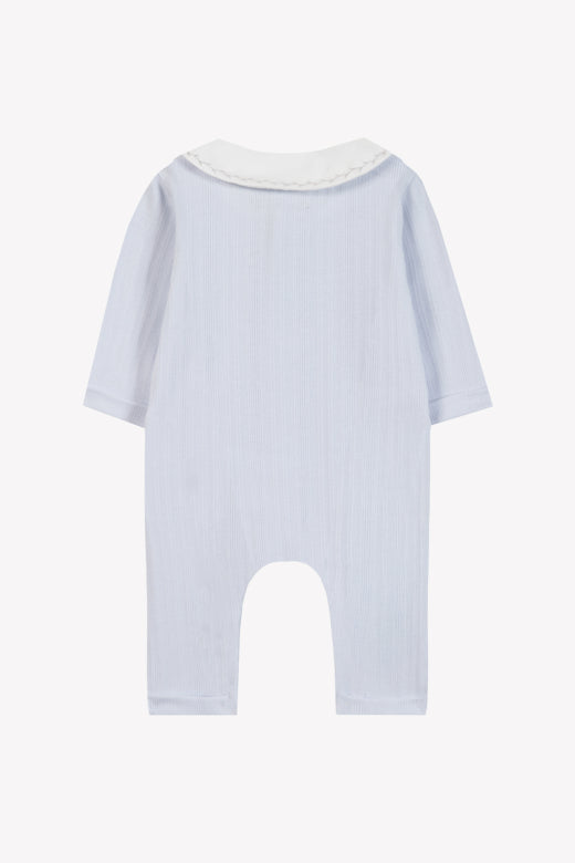 Collared LS Woven One piece Blue F26