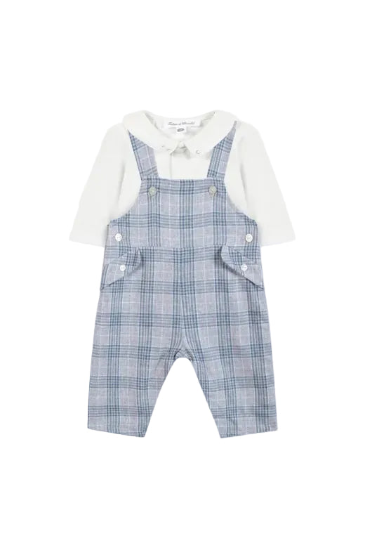 LS Collared Bodysuit & Overall Set Blue Check F26