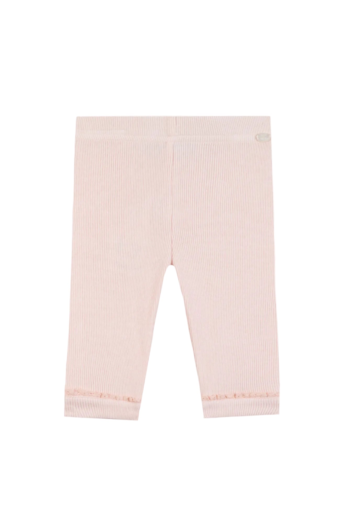 Pink ribbed leggings on a white background