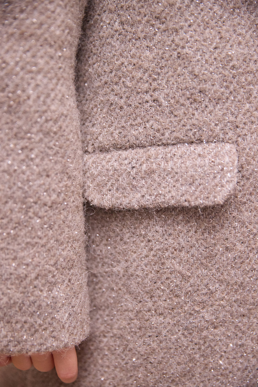 Wool Coat w/ Fur Collar Blush Melange F26