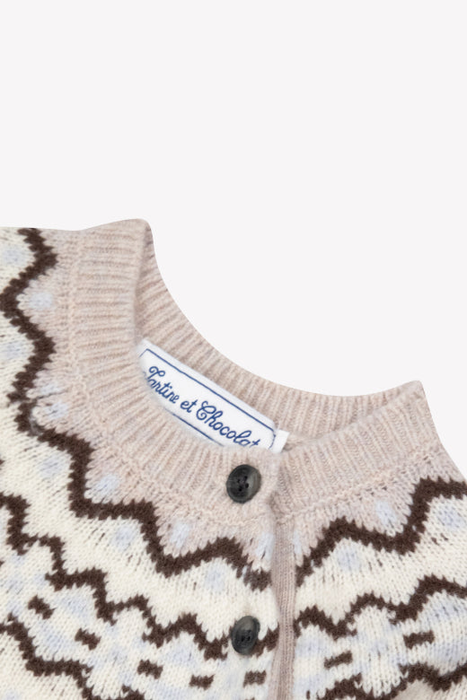 Baby Boy LS Knit Fair Isle Sweater w/ Button Detail Sable F26