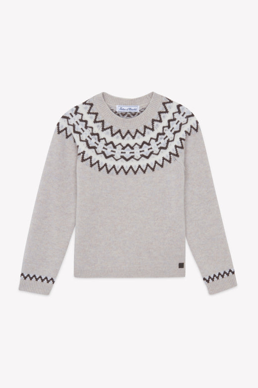 Boy LS Fair Isle Sweater Sable F26