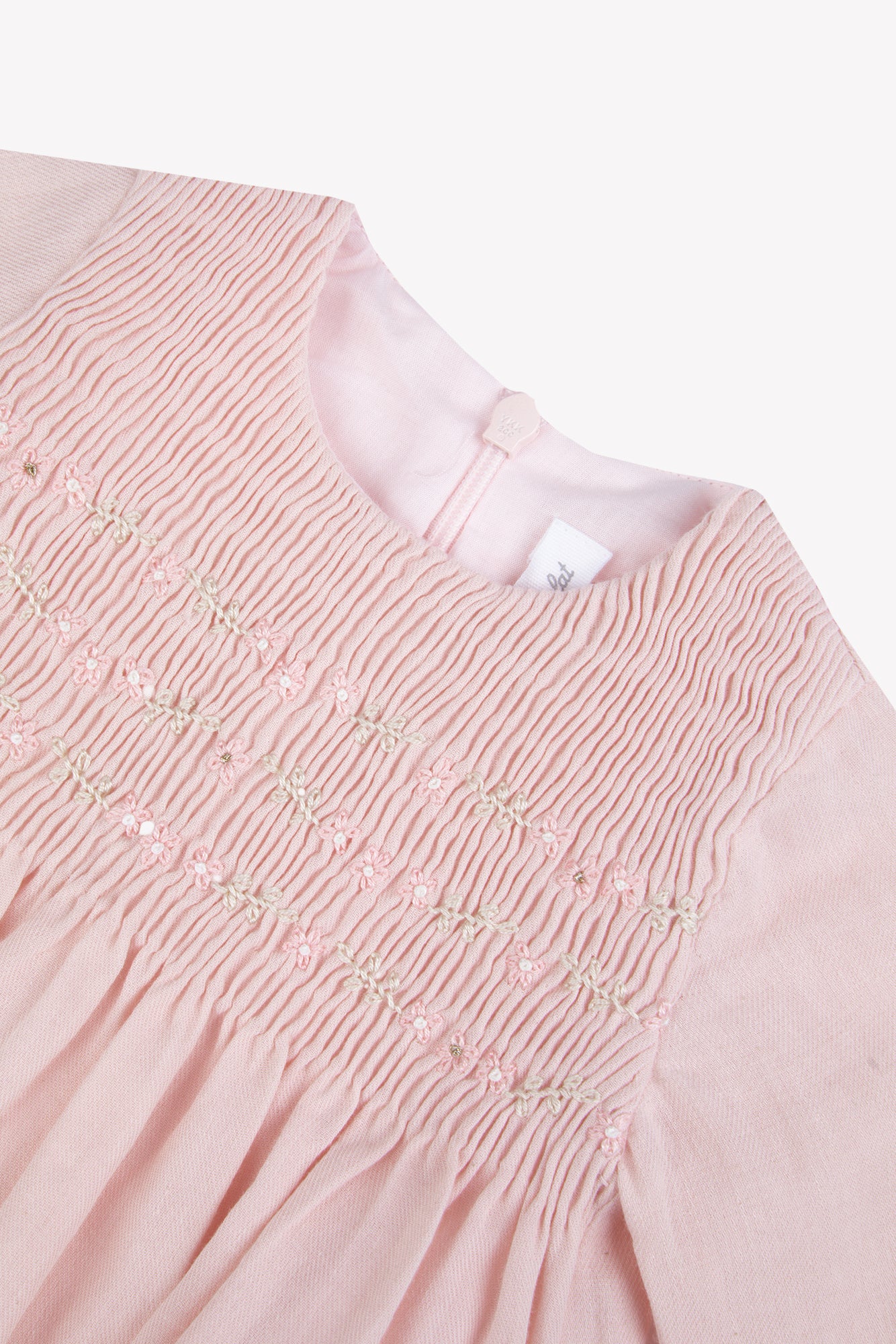 Smocked LS Dress w/ Embroidery Rose F26