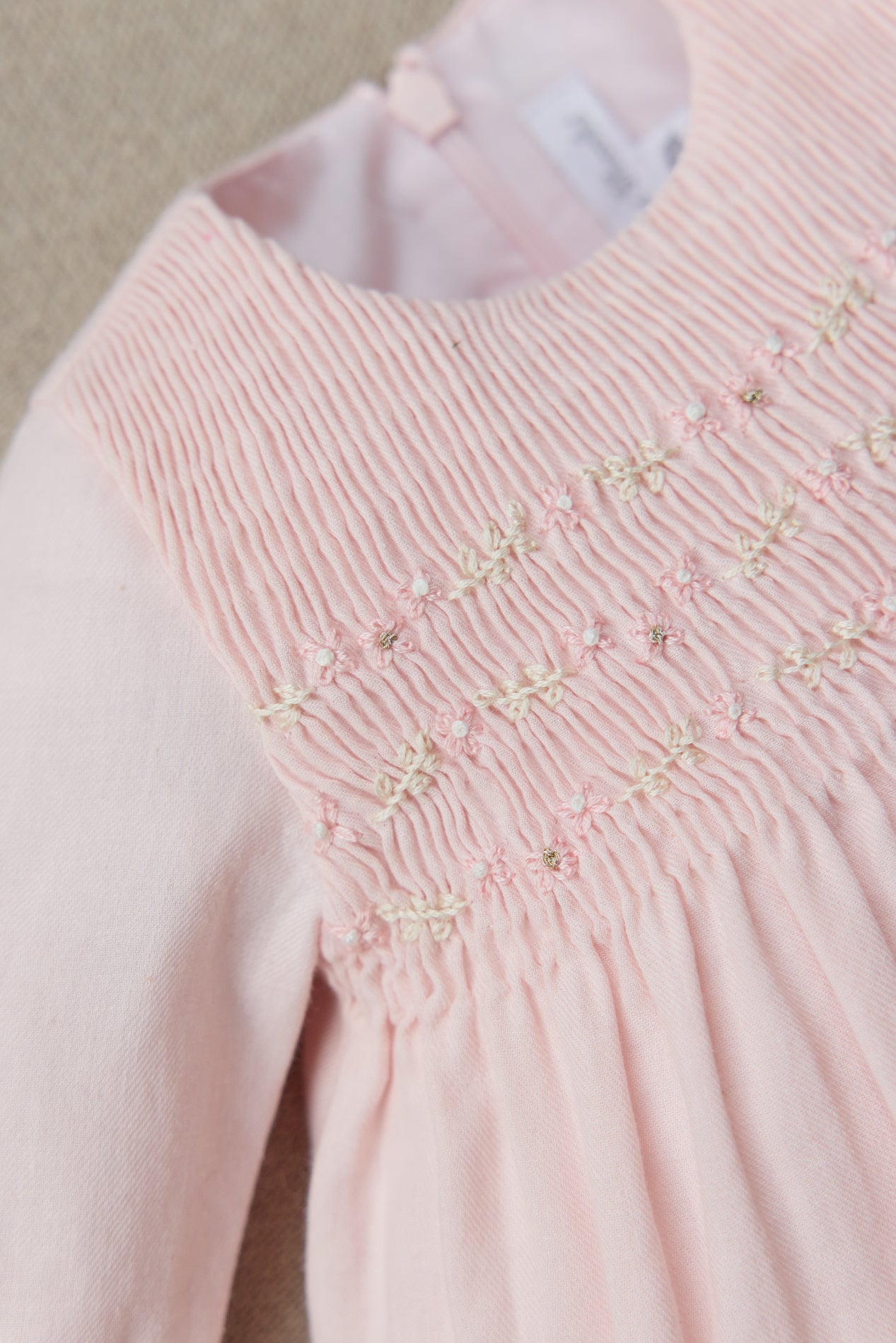 Smocked LS Dress w/ Embroidery Rose F26