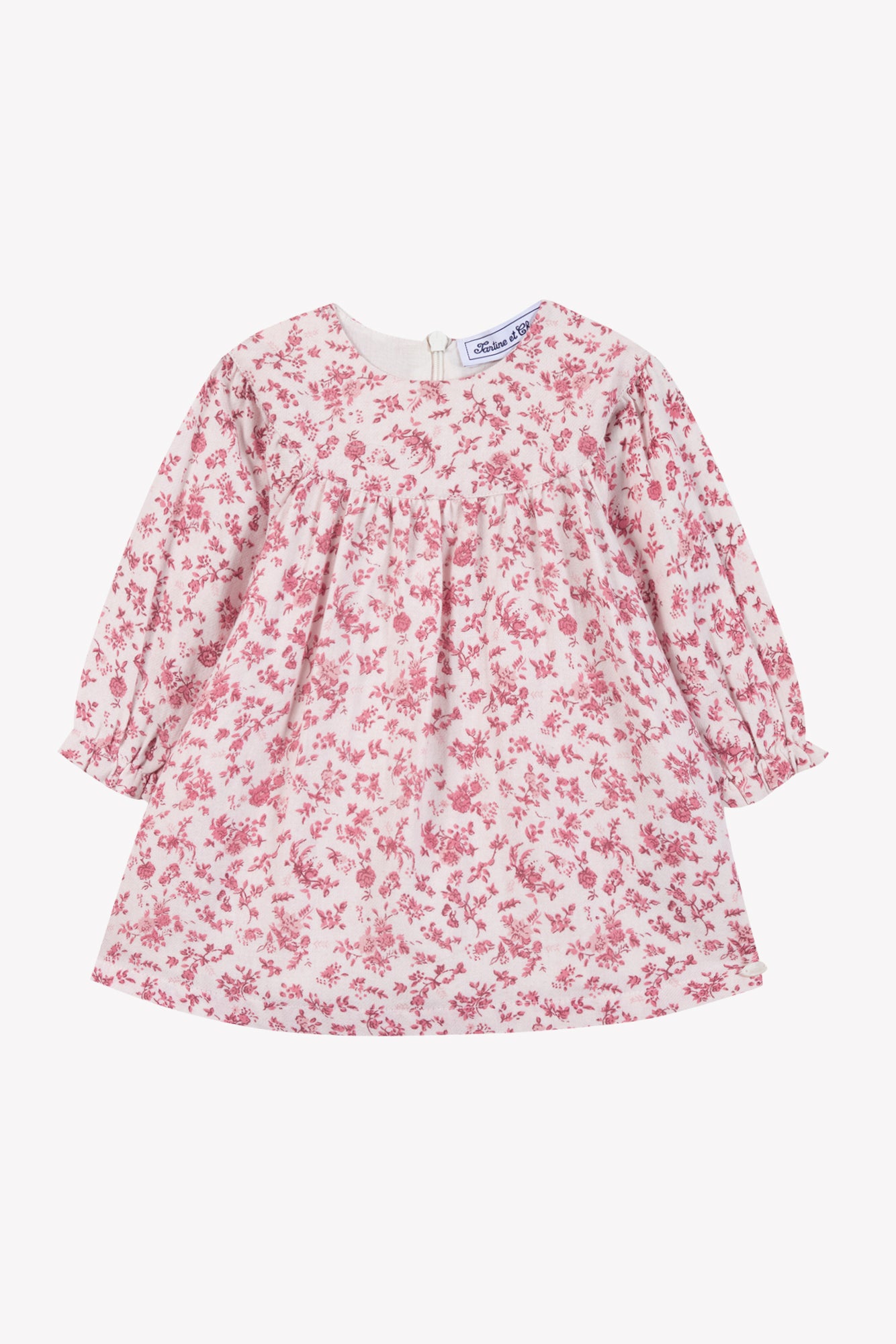LS Woven Dress White Pink Floral F26